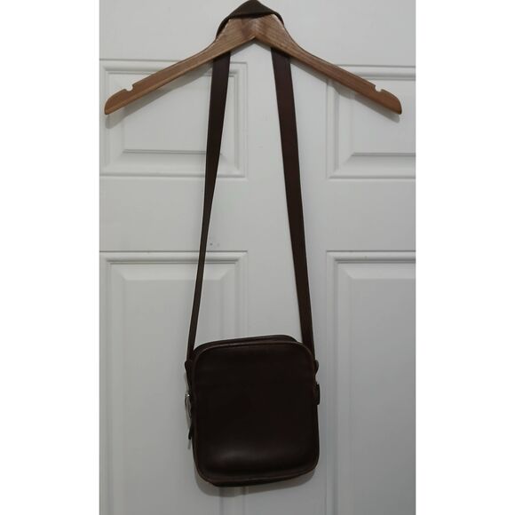 Vintage womens or mens camera crossbody Handbag dark chocolate brown leather - Picture 5 of 7